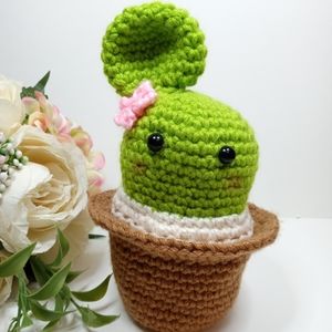 Amigurumi Little Cactus Plant. Crochet Cactus in Pot. Kawaii Toy. Stuffed Toy.